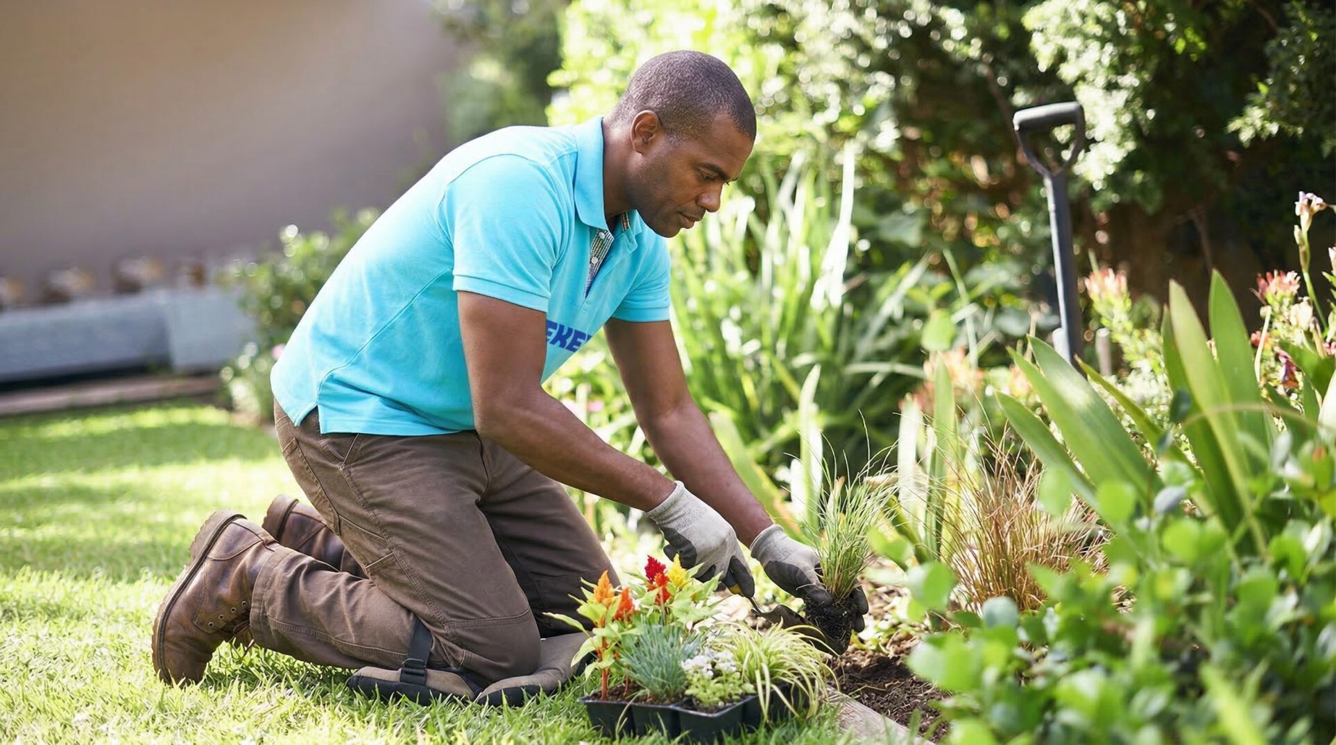 Domestic gardener at work